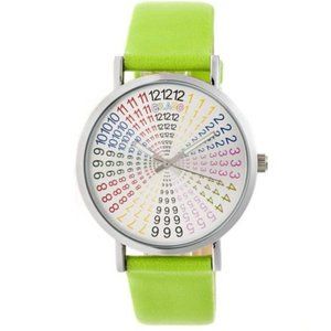 Crayo Fortune White Dial Lime Leatherette Watch CR4301